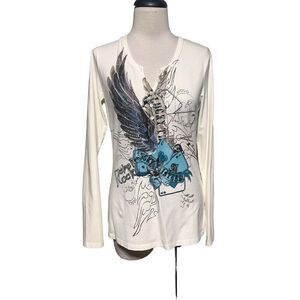 Marc Aurel Long Sleeve  Embellished Henley Size  38